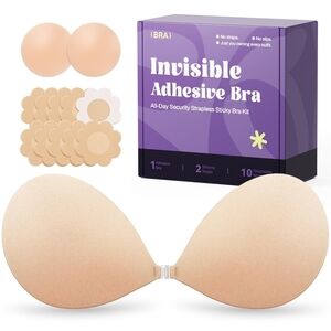 Invisible Strapless Sticky Bra Push up Ultra Adhesive Backless, A Or B Cup